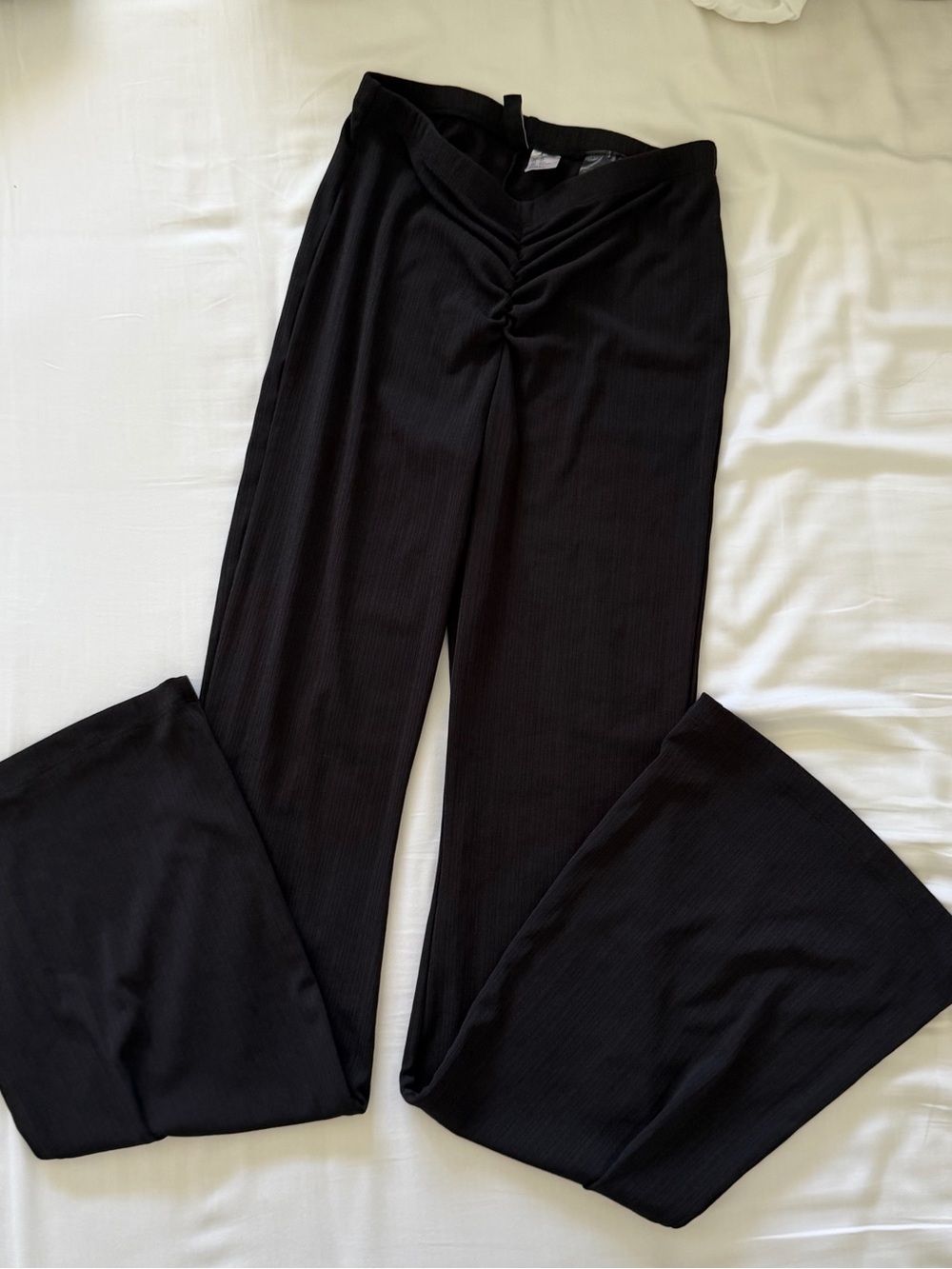 H&M Black Flare legging pants with Front Shirred Detail